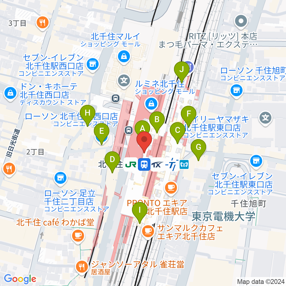 よみうりカルチャー北千住周辺のコンビニエンスストア一覧地図