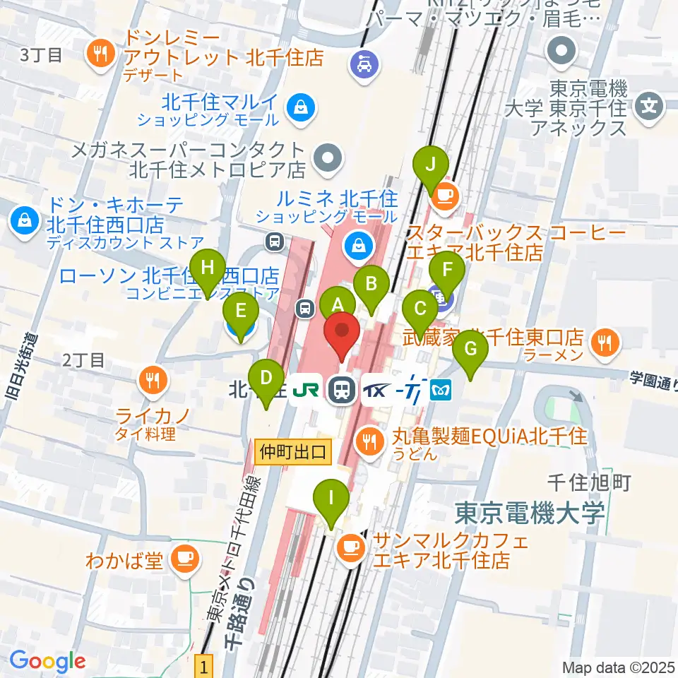 よみうりカルチャー北千住周辺のコンビニエンスストア一覧地図