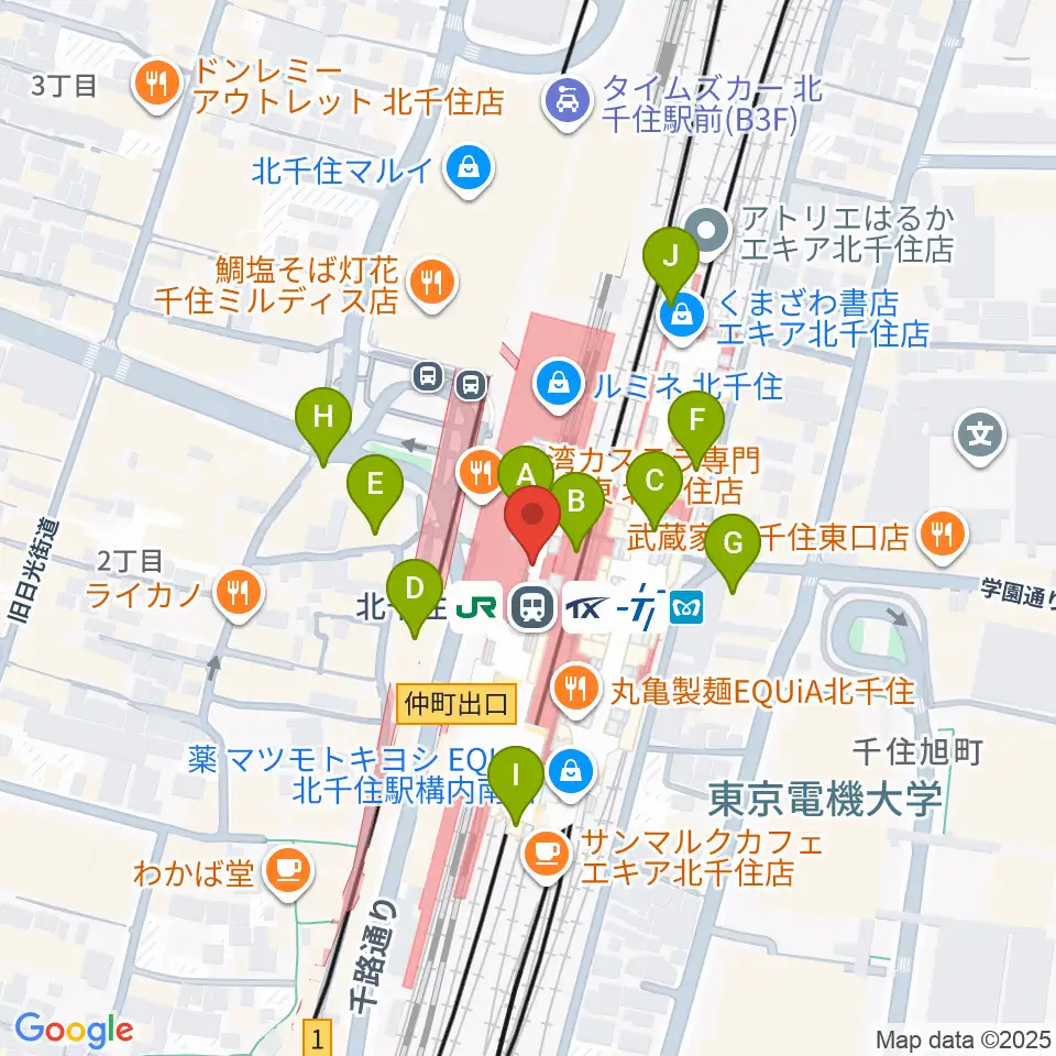 よみうりカルチャー北千住周辺のコンビニエンスストア一覧地図