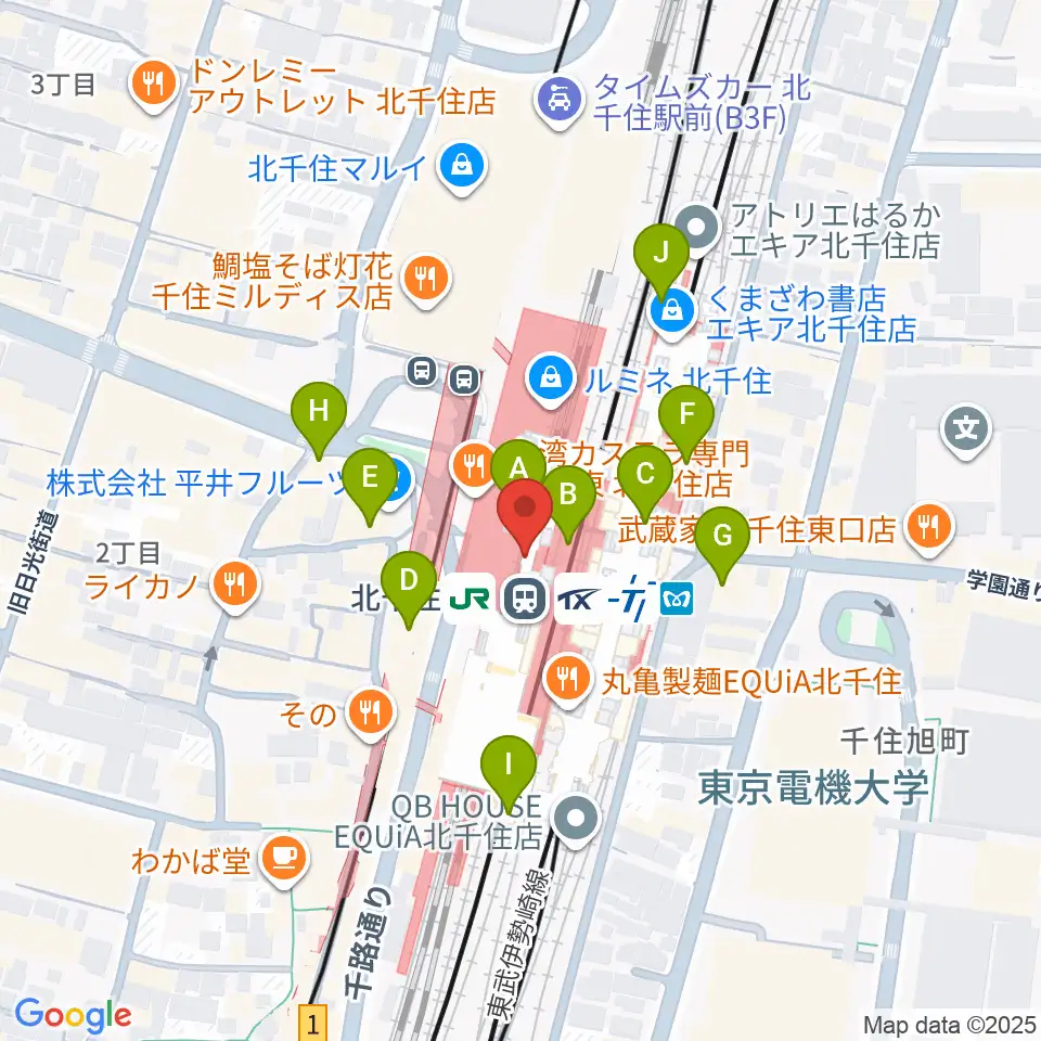 よみうりカルチャー北千住周辺のコンビニエンスストア一覧地図