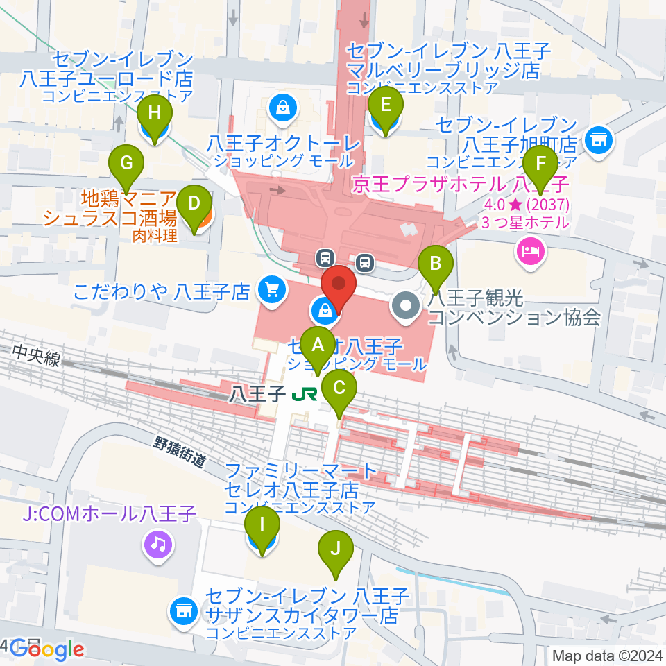 よみうりカルチャー八王子周辺のコンビニエンスストア一覧地図