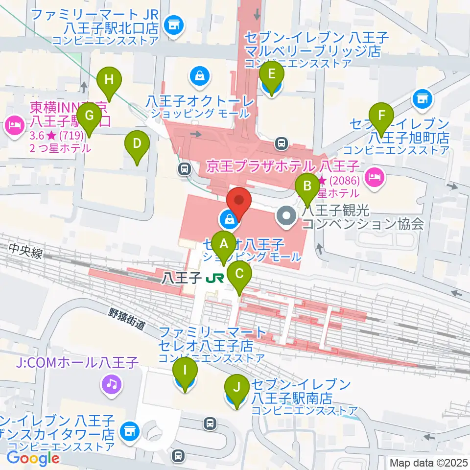 よみうりカルチャー八王子周辺のコンビニエンスストア一覧地図