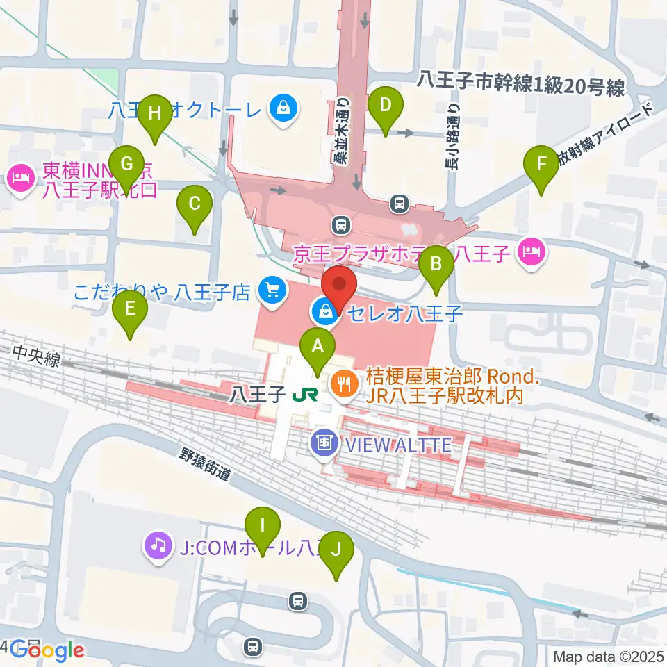 よみうりカルチャー八王子周辺のコンビニエンスストア一覧地図