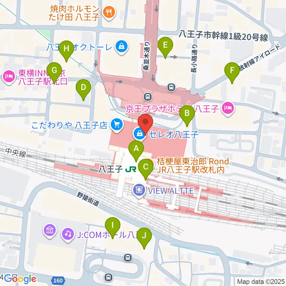 よみうりカルチャー八王子周辺のコンビニエンスストア一覧地図