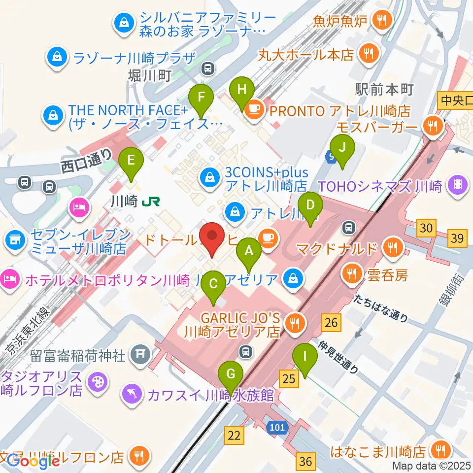 よみうりカルチャー川崎周辺のコンビニエンスストア一覧地図
