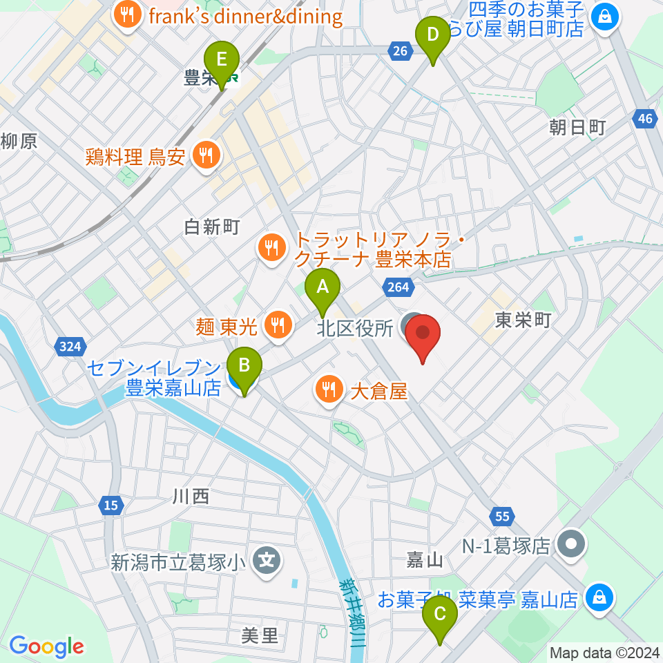 新潟市北区文化会館周辺のコンビニエンスストア一覧地図