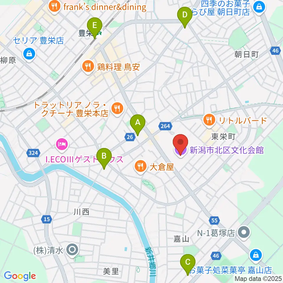 新潟市北区文化会館周辺のコンビニエンスストア一覧地図