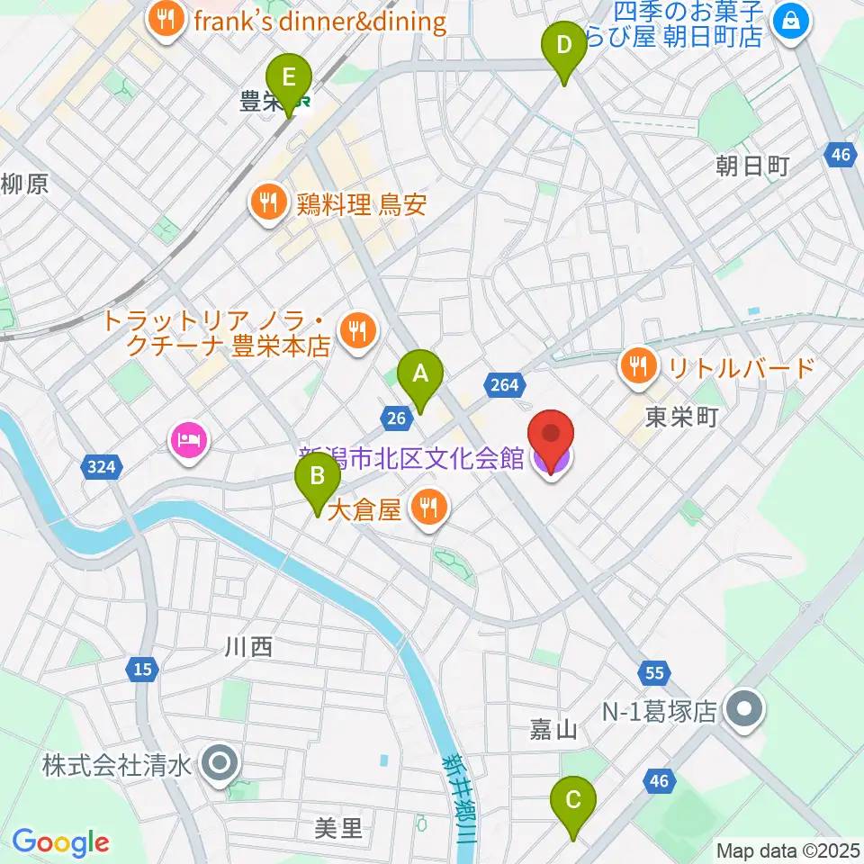 新潟市北区文化会館周辺のコンビニエンスストア一覧地図
