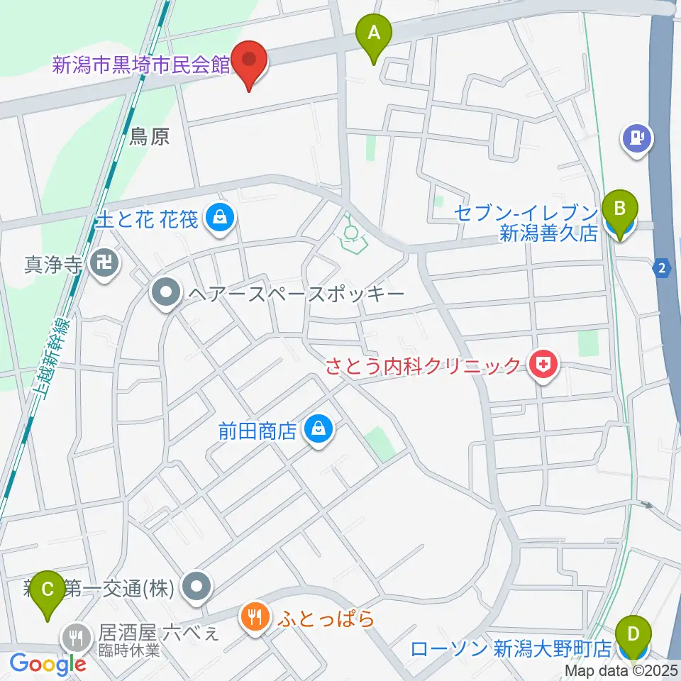 黒埼市民会館周辺のコンビニエンスストア一覧地図