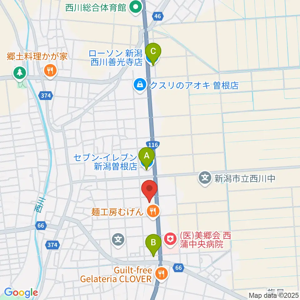 西川多目的ホール周辺のコンビニエンスストア一覧地図