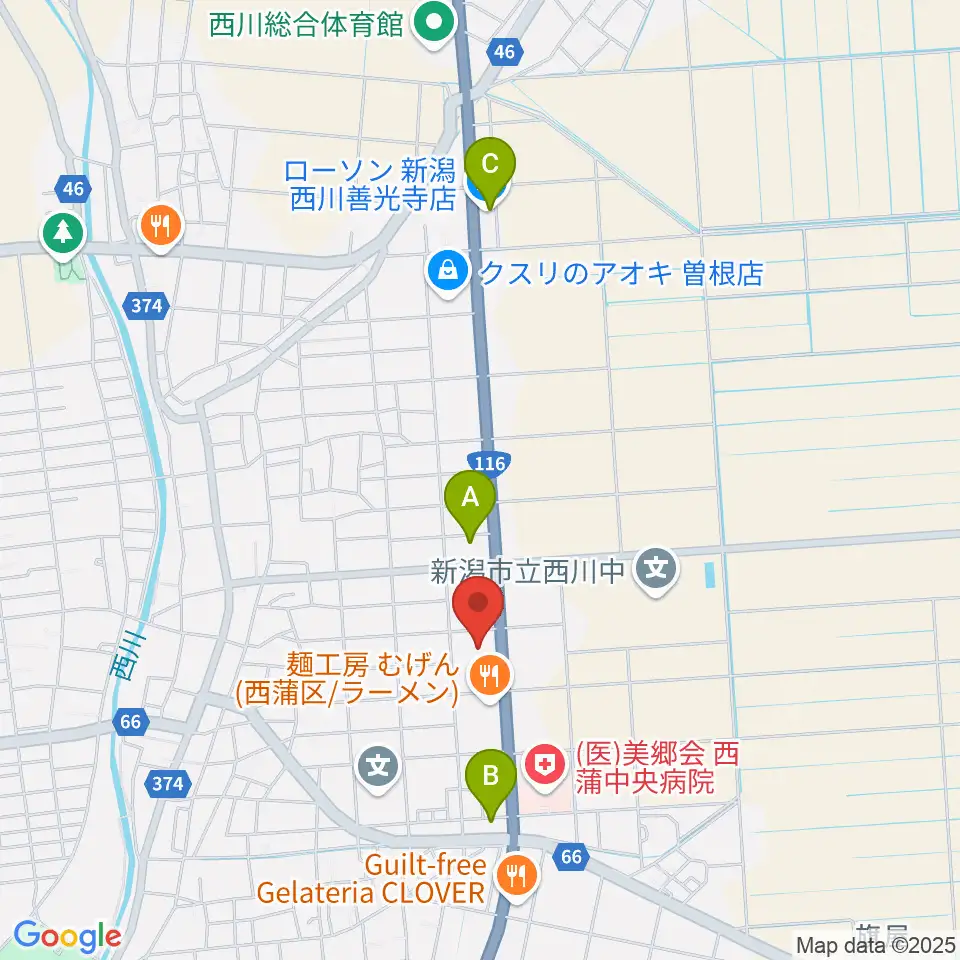 西川多目的ホール周辺のコンビニエンスストア一覧地図