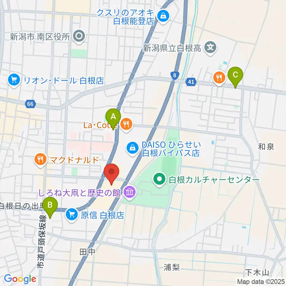 白根学習館 ラスペックホール周辺のコンビニエンスストア一覧地図