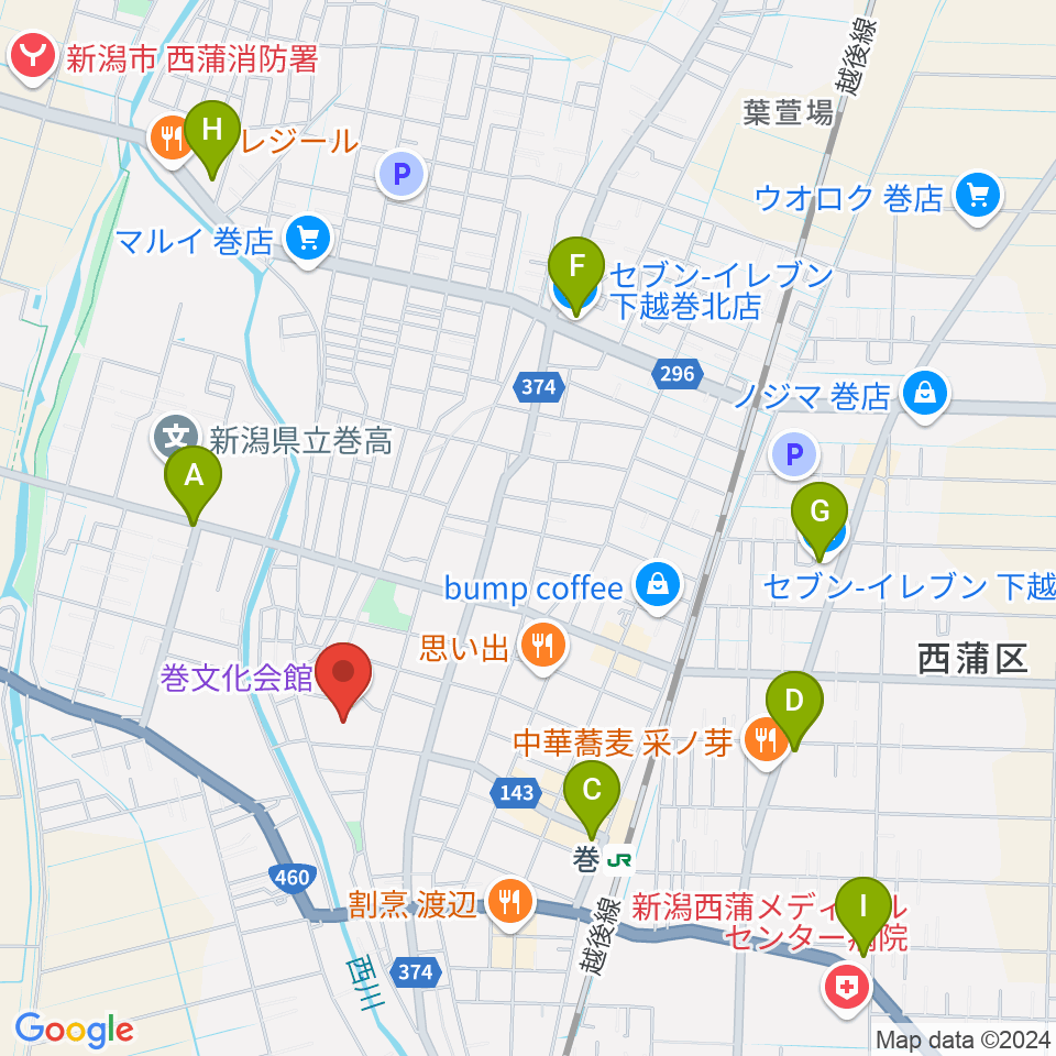 巻文化会館周辺のコンビニエンスストア一覧地図