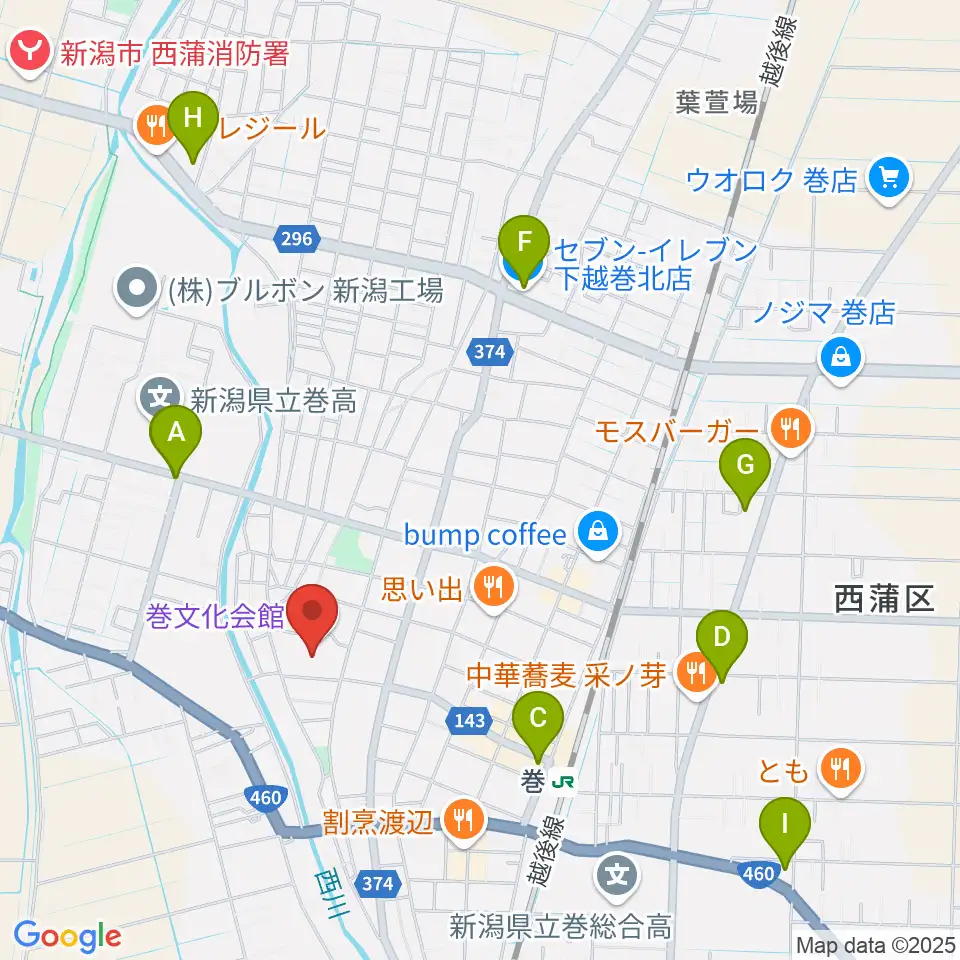巻文化会館周辺のコンビニエンスストア一覧地図
