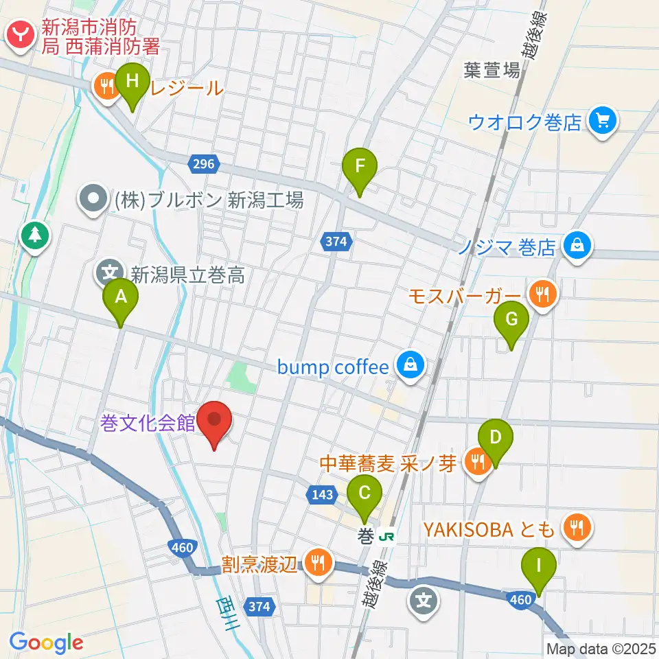 巻文化会館周辺のコンビニエンスストア一覧地図
