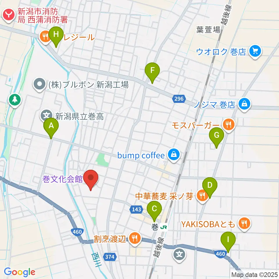 巻文化会館周辺のコンビニエンスストア一覧地図