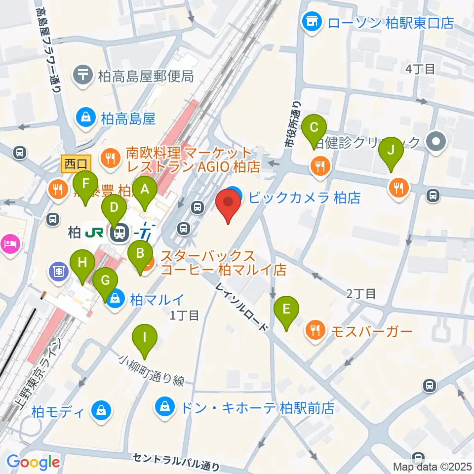 よみうりカルチャー柏周辺のコンビニエンスストア一覧地図