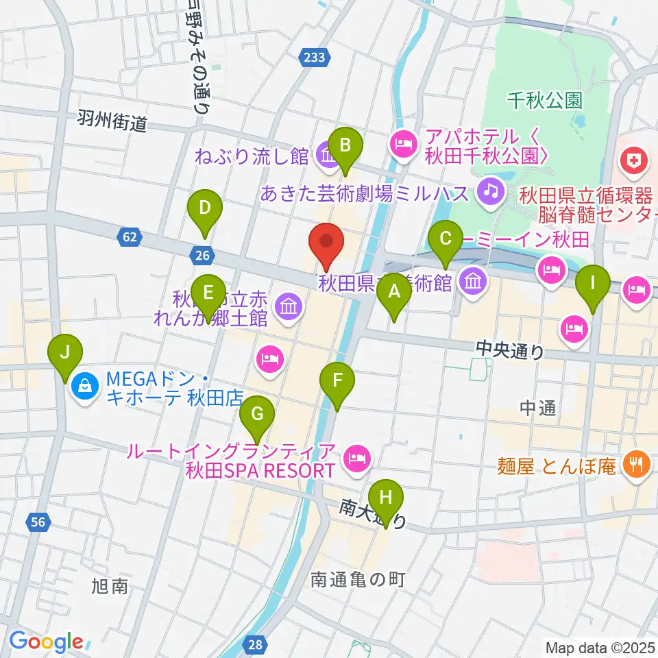 秋田クラブスウィンドル周辺のコンビニエンスストア一覧地図