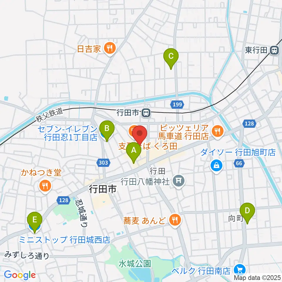 ぺぺタスギター教室 埼玉・行田教室周辺のコンビニエンスストア一覧地図