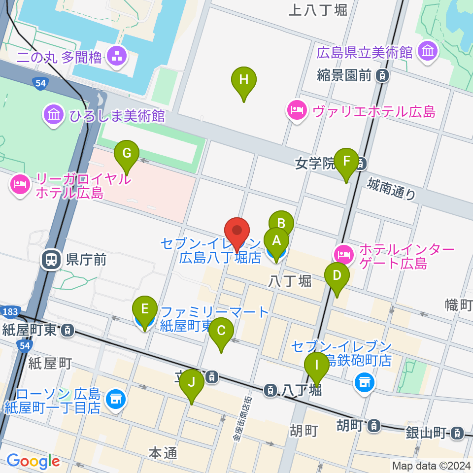 広島YMCA国際文化ホール周辺のコンビニエンスストア一覧地図