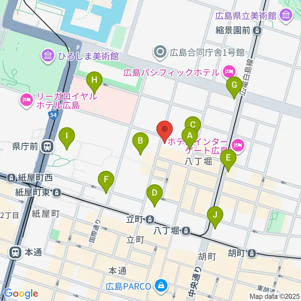 広島YMCA国際文化ホール周辺のコンビニエンスストア一覧地図