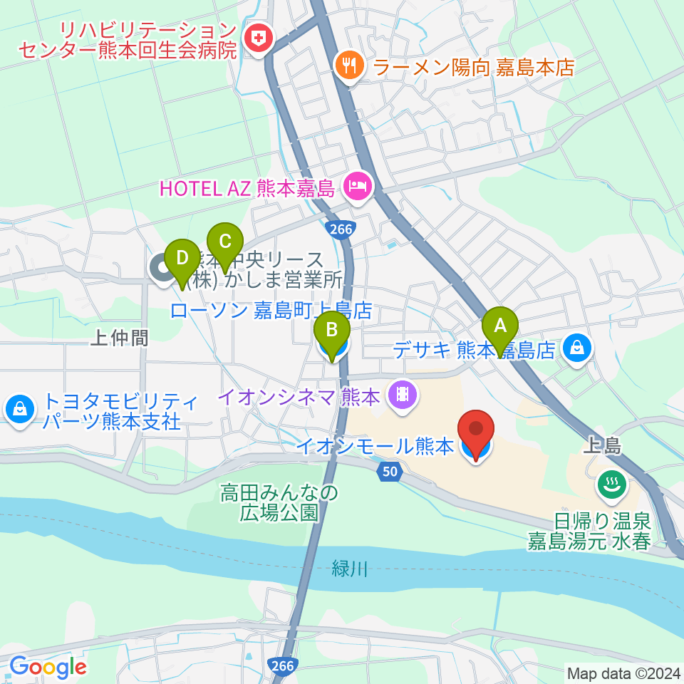 JEUGIAカルチャーセンター イオンモール熊本周辺のコンビニエンスストア一覧地図