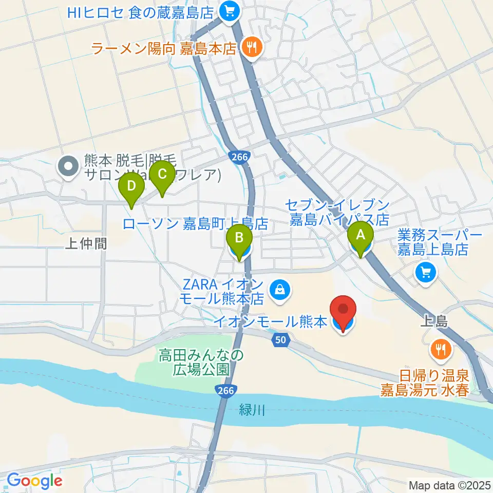JEUGIAカルチャーセンター イオンモール熊本周辺のコンビニエンスストア一覧地図