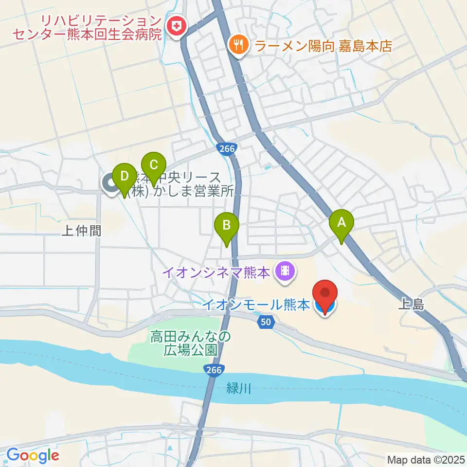 JEUGIAカルチャーセンター イオンモール熊本周辺のコンビニエンスストア一覧地図