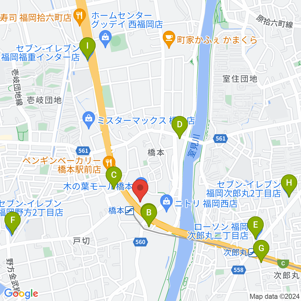 JEUGIAカルチャーセンター 木の葉モール橋本周辺のコンビニエンスストア一覧地図