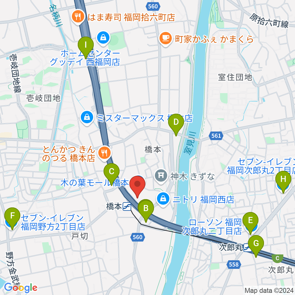 JEUGIAカルチャーセンター 木の葉モール橋本周辺のコンビニエンスストア一覧地図