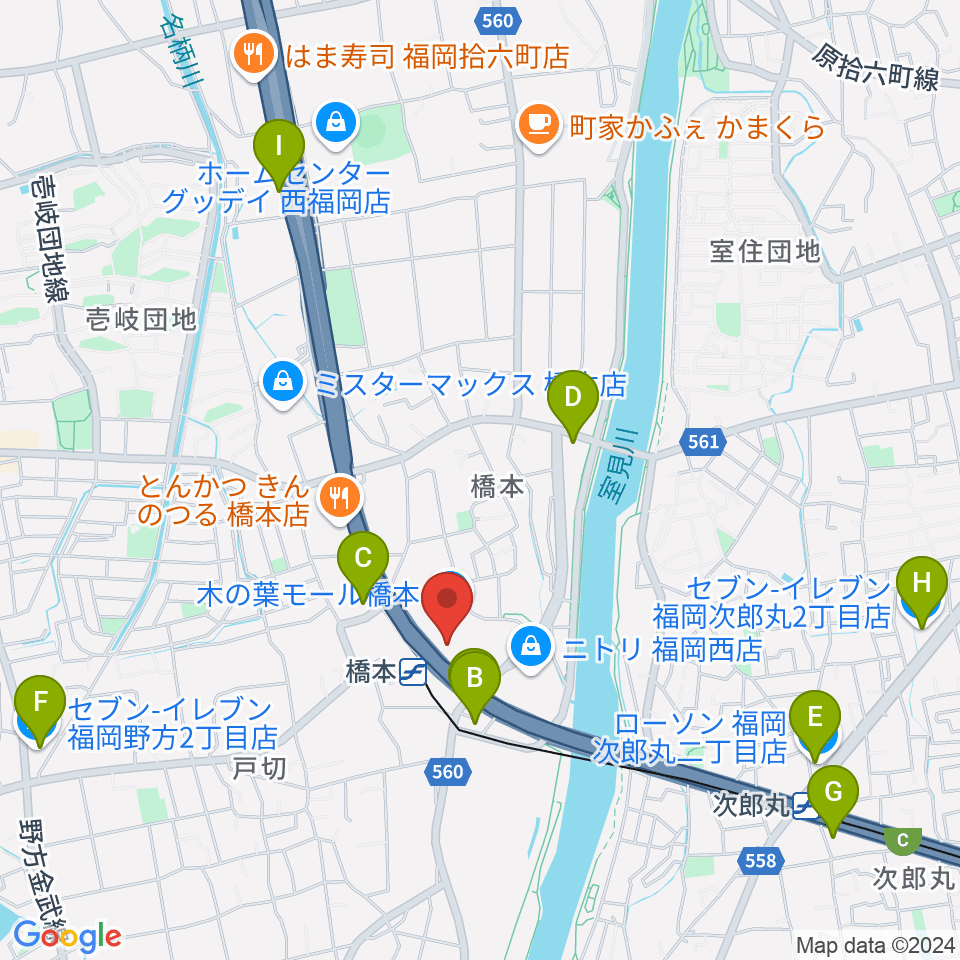 JEUGIAカルチャーセンター 木の葉モール橋本周辺のコンビニエンスストア一覧地図