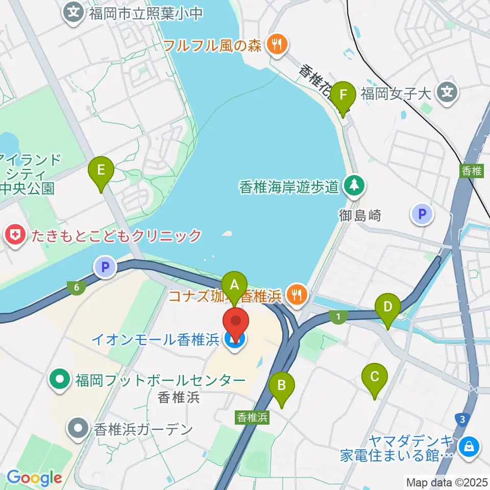 JEUGIAカルチャーセンター イオンモール香椎浜周辺のコンビニエンスストア一覧地図