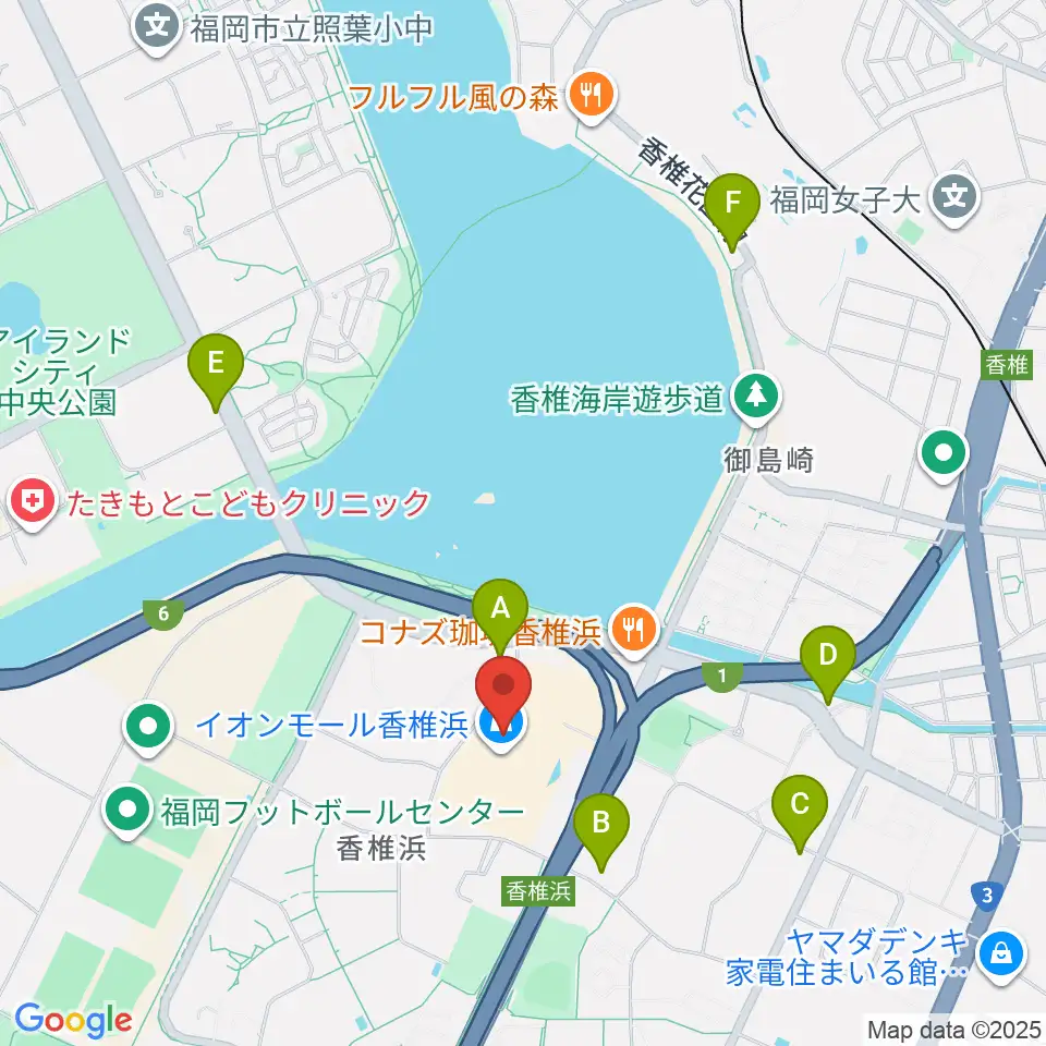 JEUGIAカルチャーセンター イオンモール香椎浜周辺のコンビニエンスストア一覧地図