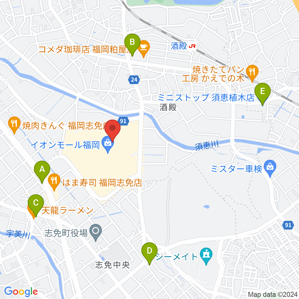 JEUGIAカルチャーセンター イオンモール福岡周辺のコンビニエンスストア一覧地図