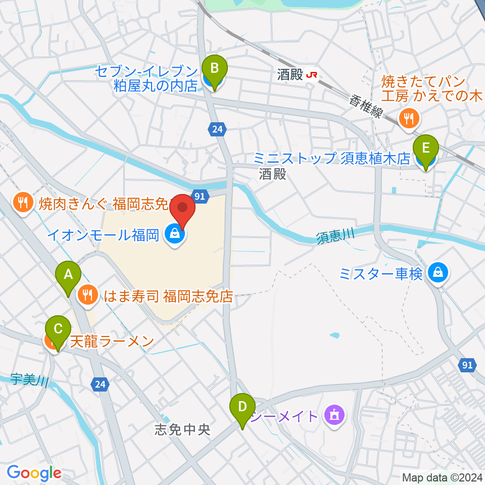 JEUGIAカルチャーセンター イオンモール福岡周辺のコンビニエンスストア一覧地図