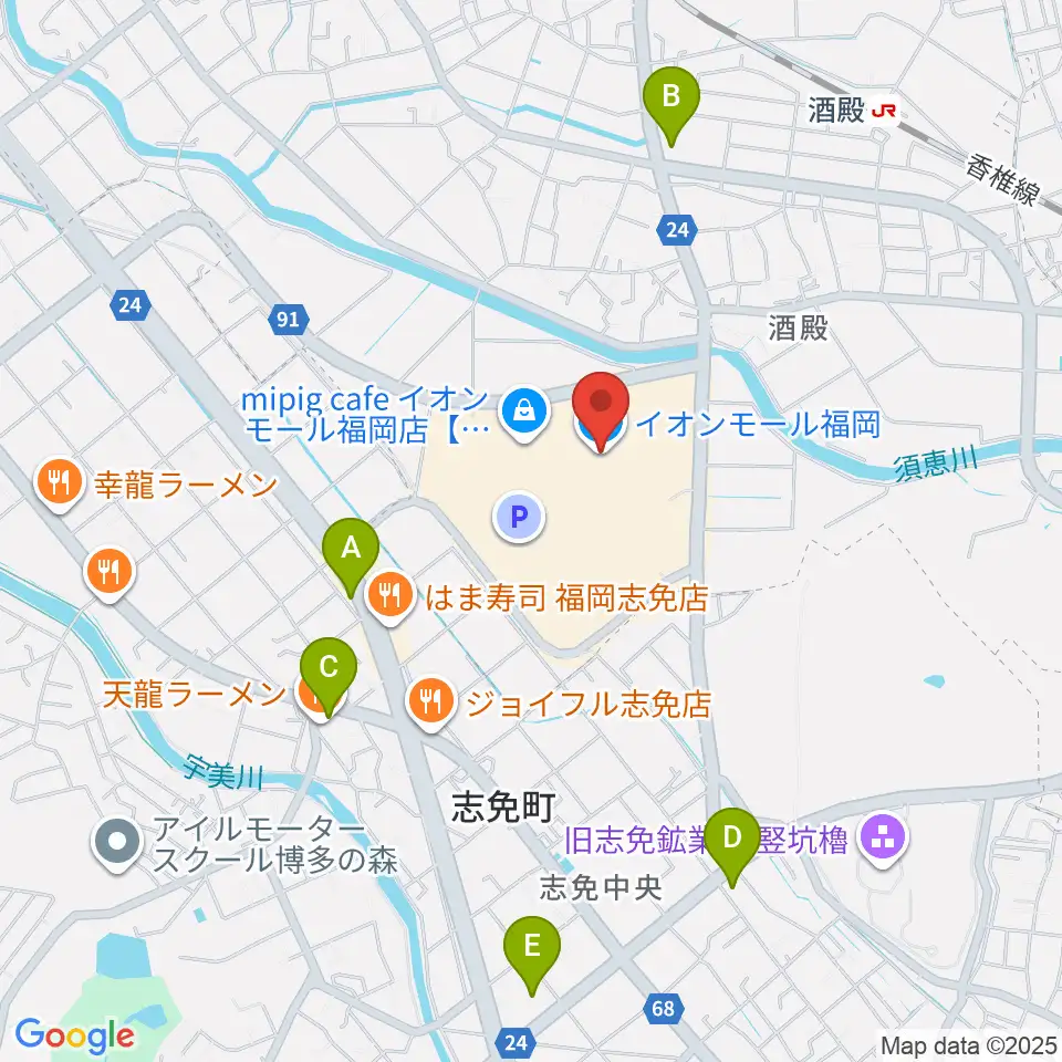 JEUGIAカルチャーセンター イオンモール福岡周辺のコンビニエンスストア一覧地図