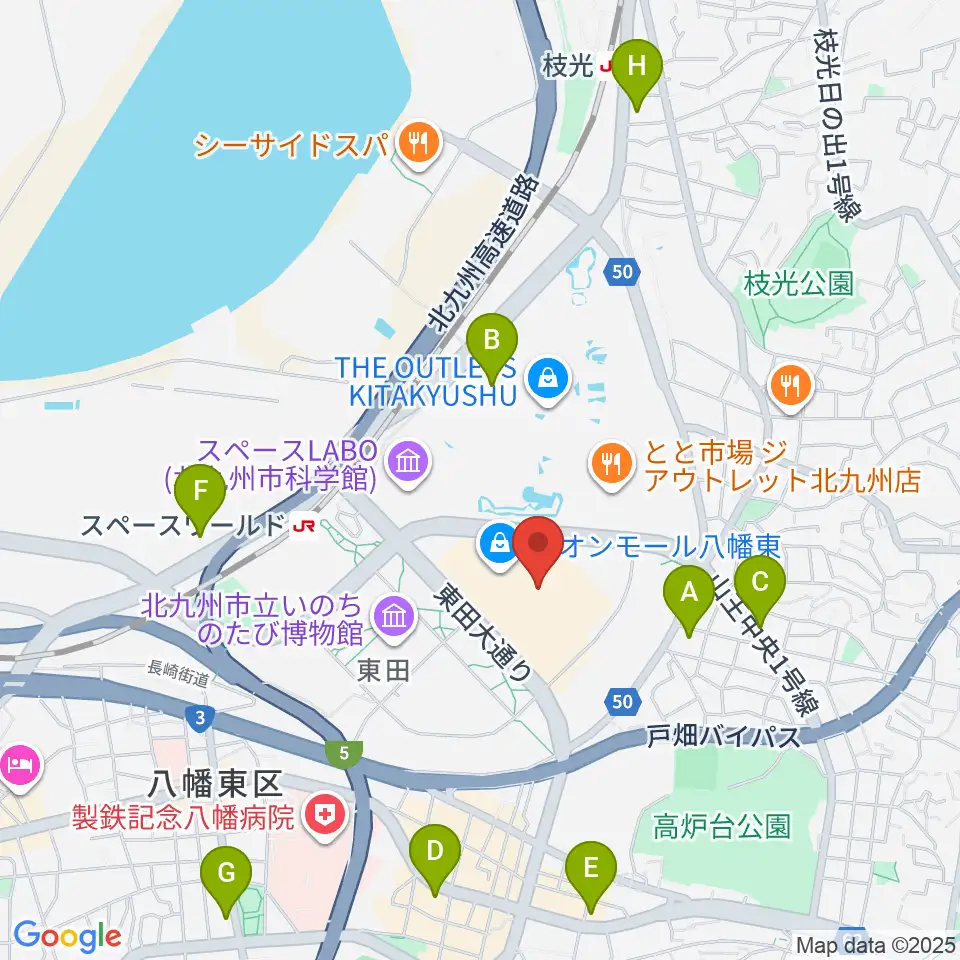 JEUGIAカルチャーセンター イオンモール八幡東周辺のコンビニエンスストア一覧地図