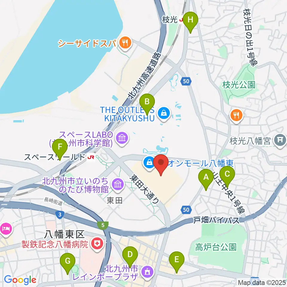 JEUGIAカルチャーセンター イオンモール八幡東周辺のコンビニエンスストア一覧地図