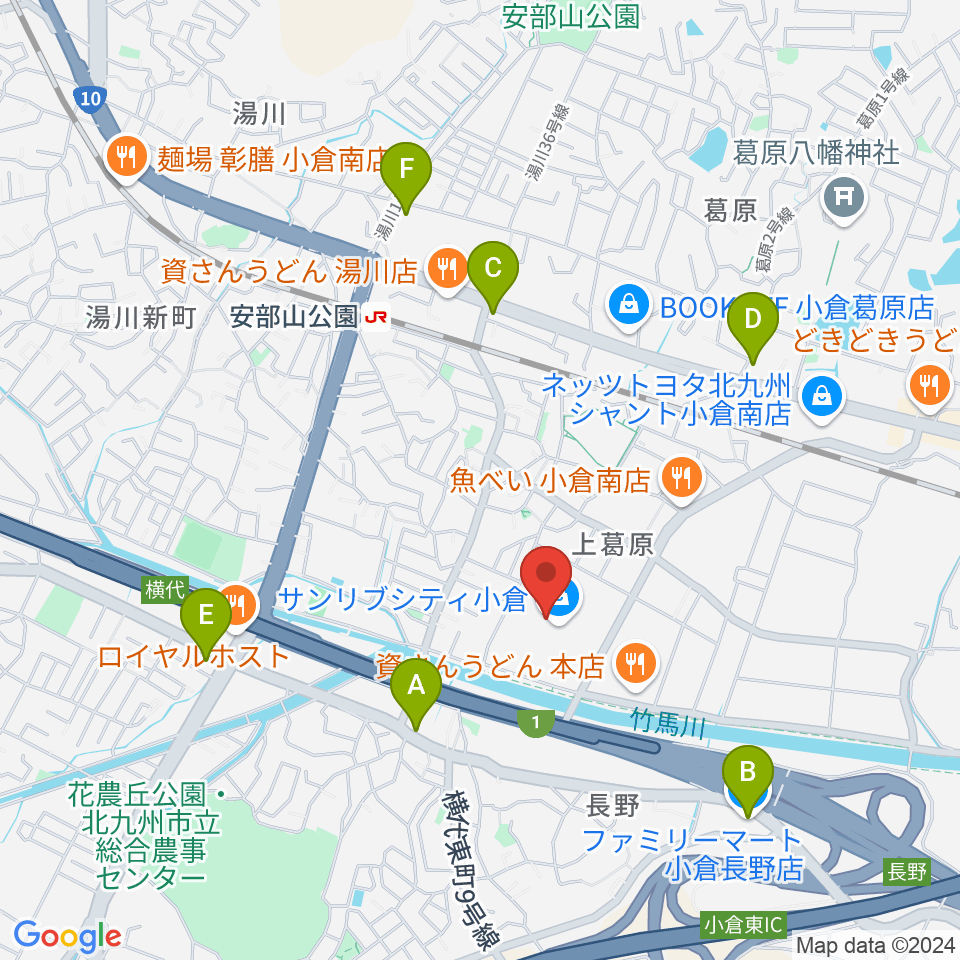 JEUGIAカルチャーセンター サンリブシティ小倉周辺のコンビニエンスストア一覧地図