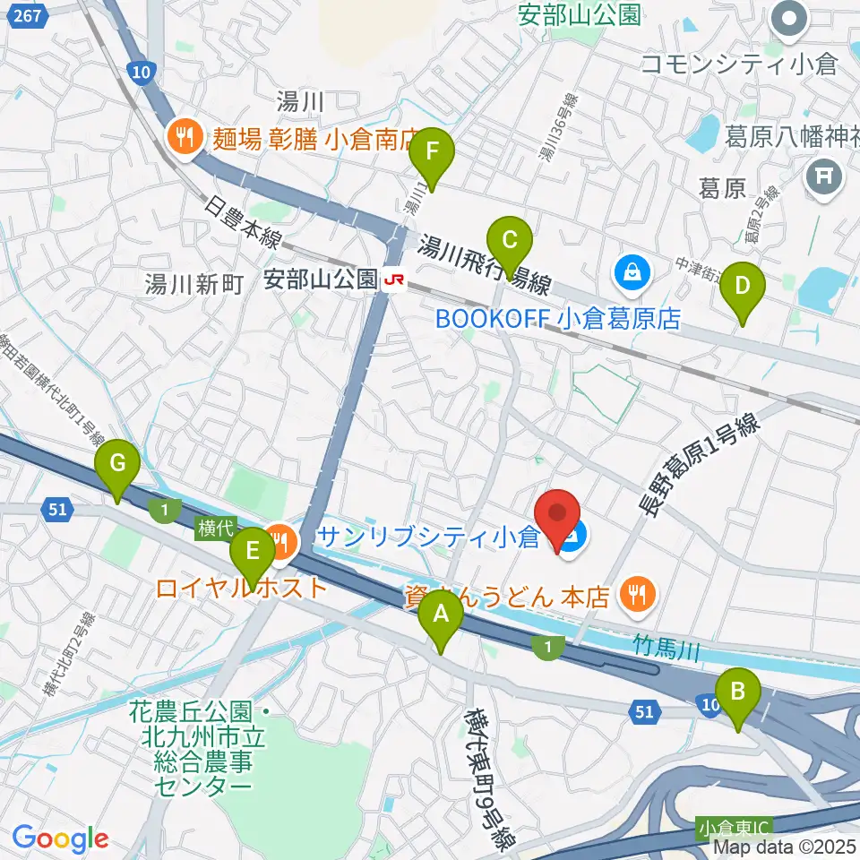 JEUGIAカルチャーセンター サンリブシティ小倉周辺のコンビニエンスストア一覧地図