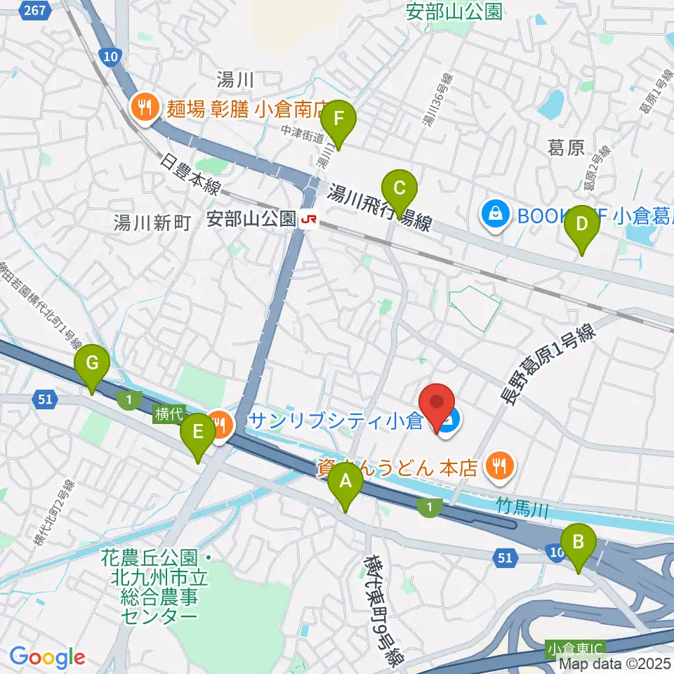 JEUGIAカルチャーセンター サンリブシティ小倉周辺のコンビニエンスストア一覧地図