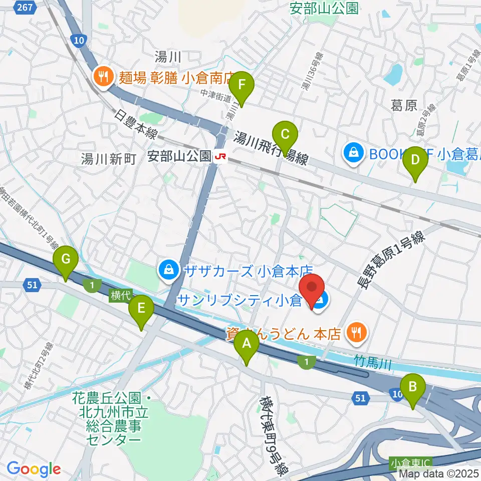 JEUGIAカルチャーセンター サンリブシティ小倉周辺のコンビニエンスストア一覧地図