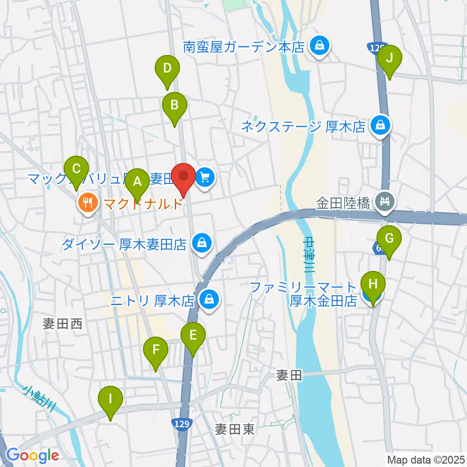 厚木楽器 アミ妻田周辺のコンビニエンスストア一覧地図