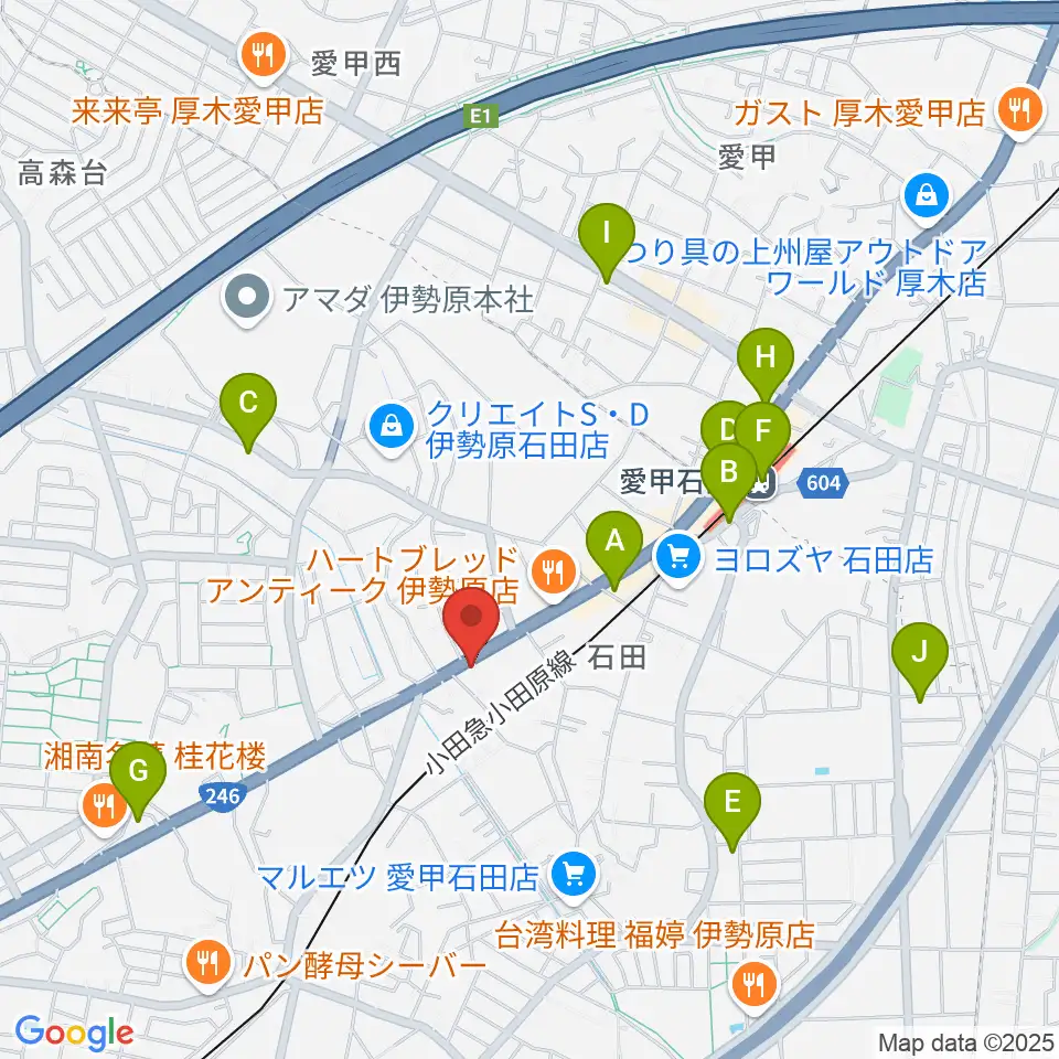 厚木楽器 アミ愛甲石田周辺のコンビニエンスストア一覧地図