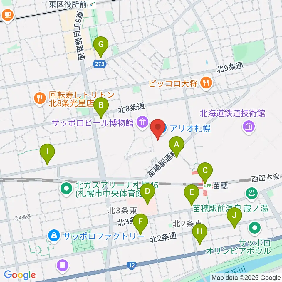 タワーレコード アリオ札幌店周辺のコンビニエンスストア一覧地図