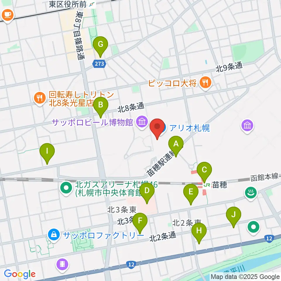 タワーレコード アリオ札幌店周辺のコンビニエンスストア一覧地図