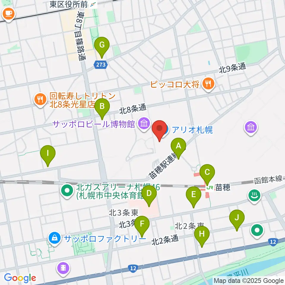 タワーレコード アリオ札幌店周辺のコンビニエンスストア一覧地図