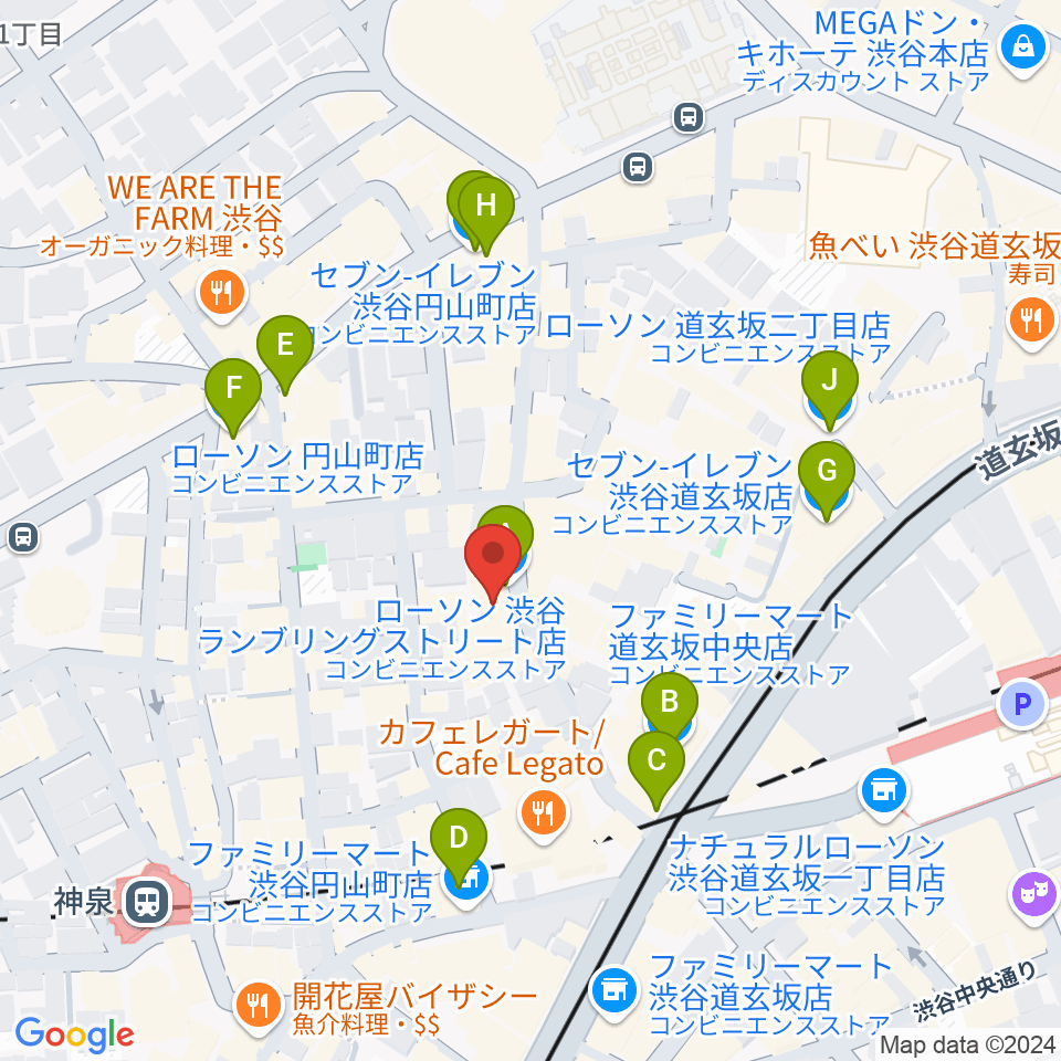 渋谷7th FLOOR周辺のコンビニエンスストア一覧地図