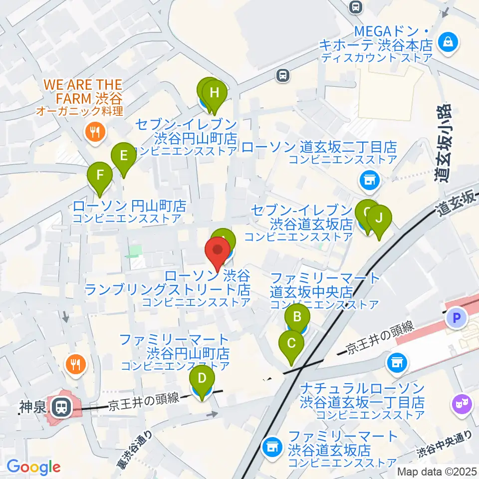 渋谷7th FLOOR周辺のコンビニエンスストア一覧地図