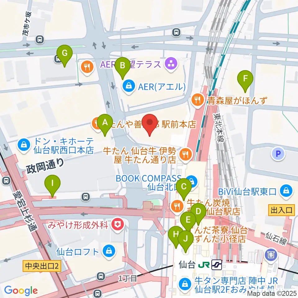タワーレコード 仙台パルコ店周辺のコンビニエンスストア一覧地図